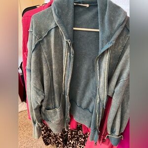 Zenana Outfitters Teal Mineral Washed Hoodie